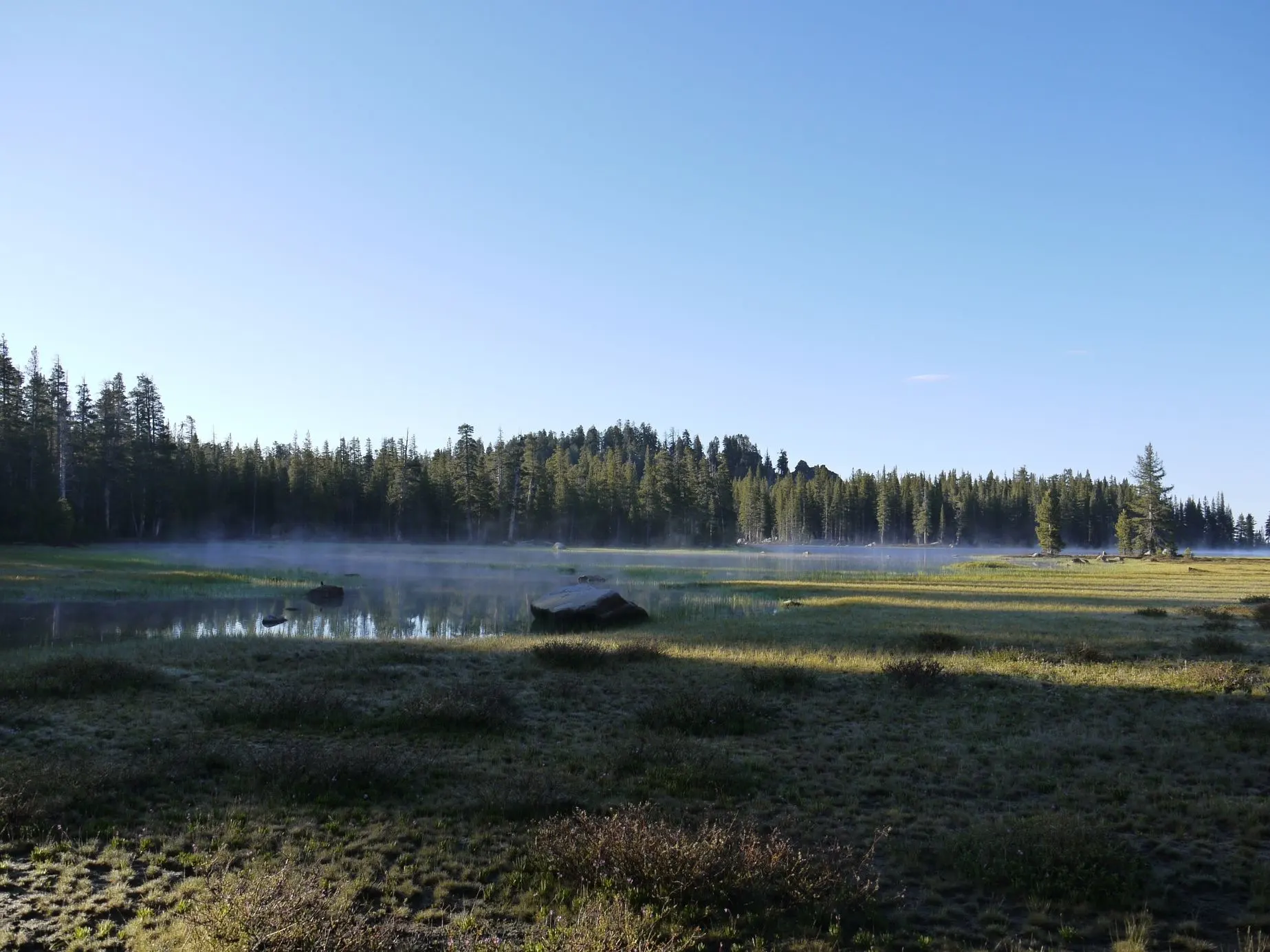 Lakes with morning mist