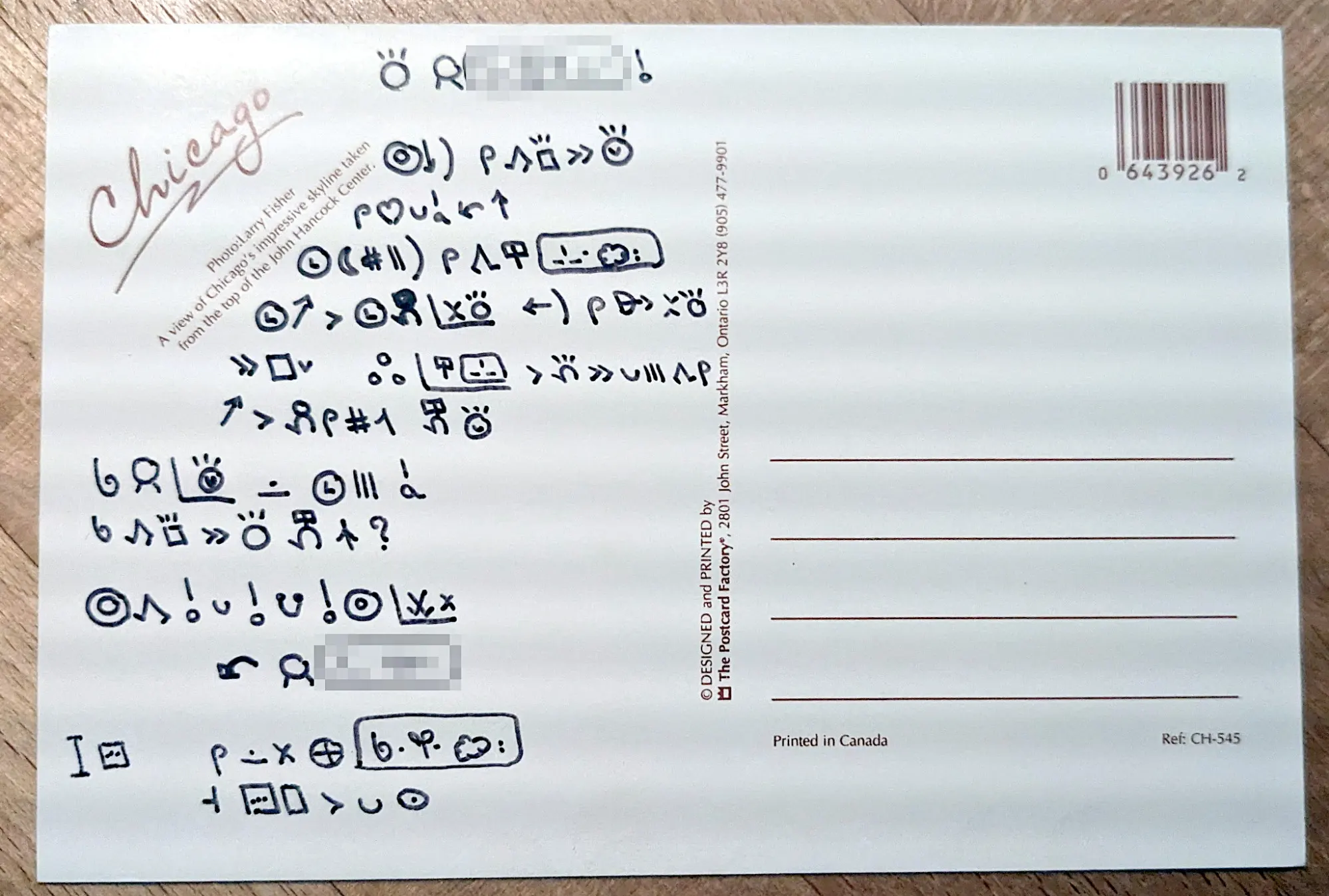 A postcard written in Sitelen Pona